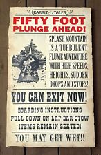 Disney World Splash Mountain Rabbit Tales Fifty Plunge Ahead Warning Poster Brer picture