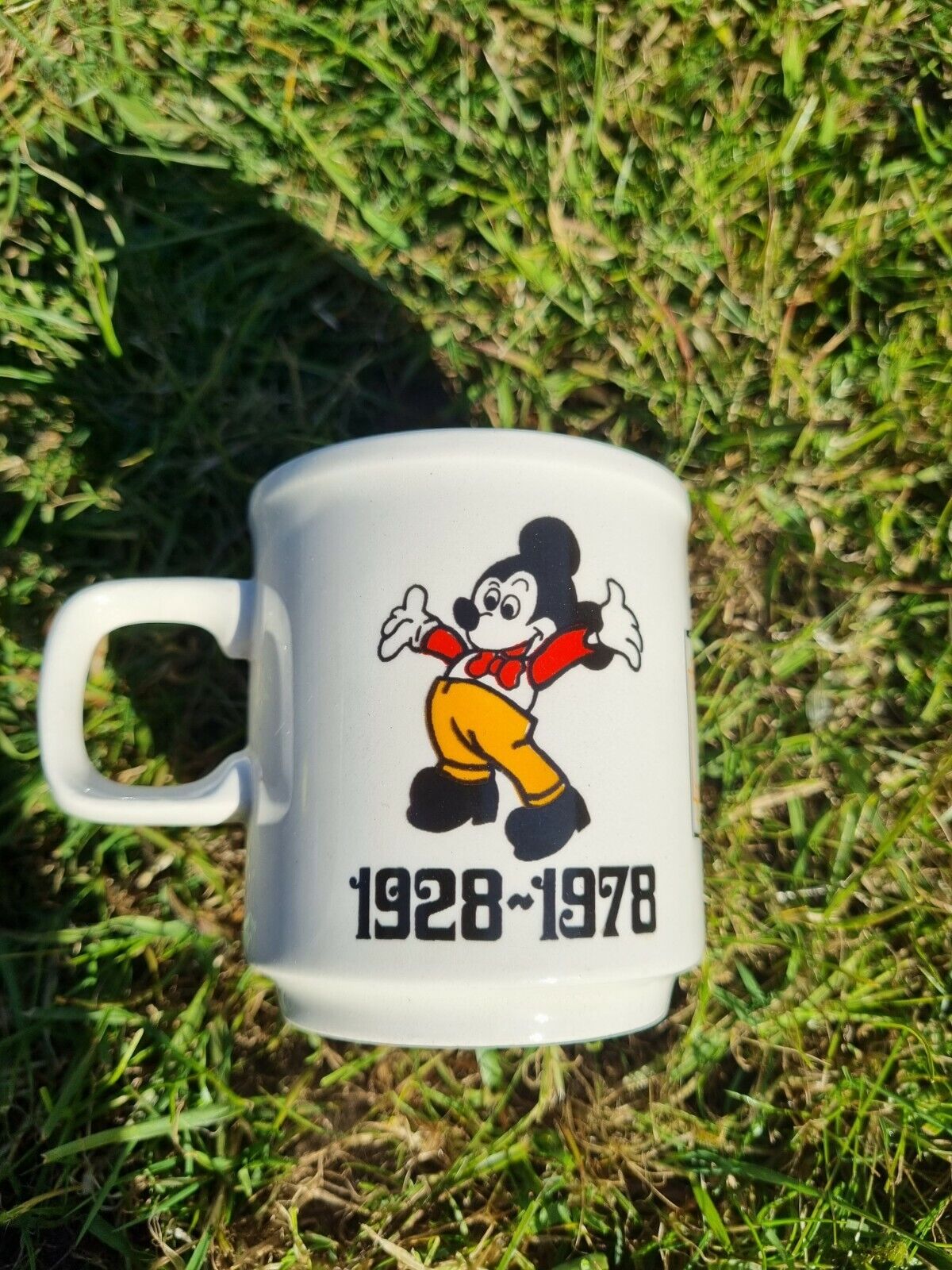 Vintage Mickey Mouse Mug. Retro 1978 cup. Walt Disney. 50th birthday. 70s
