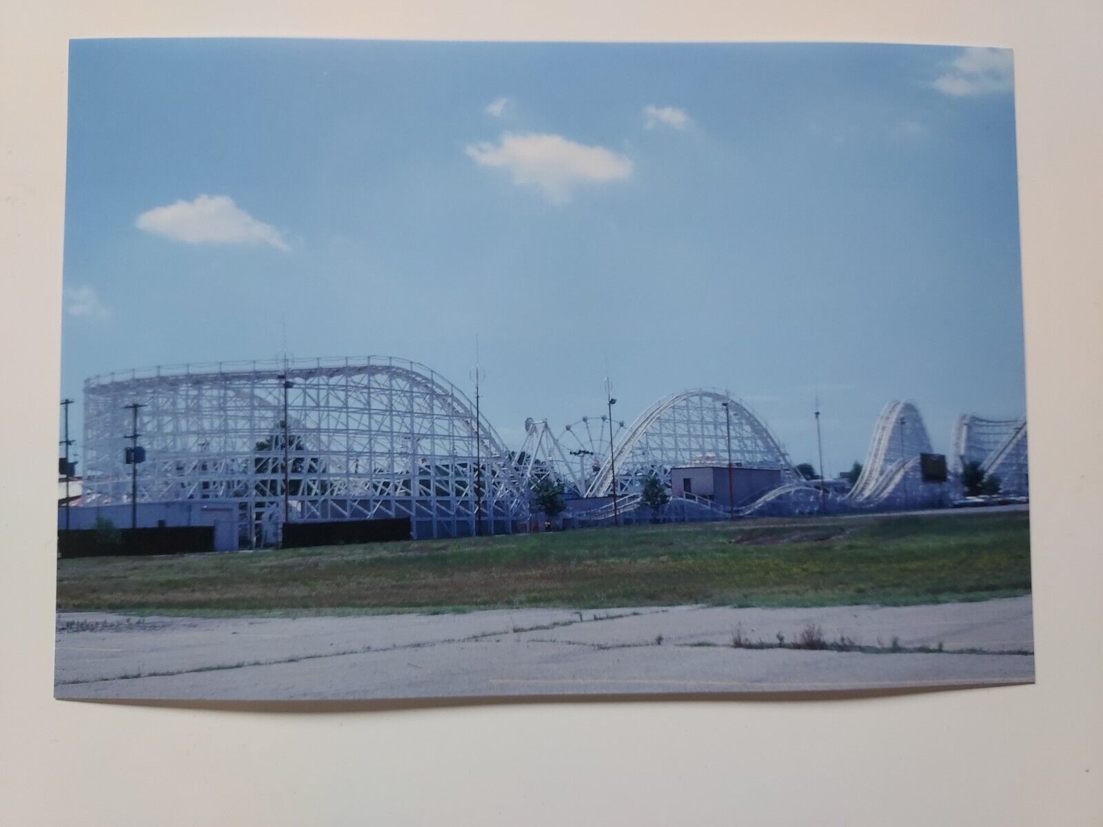 Tulsa OK BELLS PARK Zingo the Roller Coaster full layout photo 1984. Driller