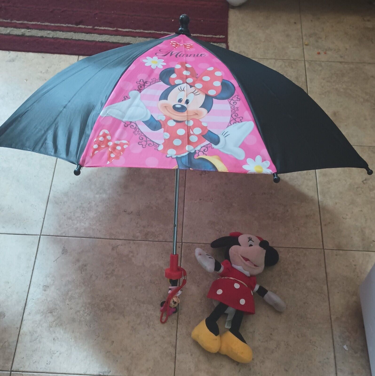 Girl's Mini Mouse Umbrella And Mini Plush Toy