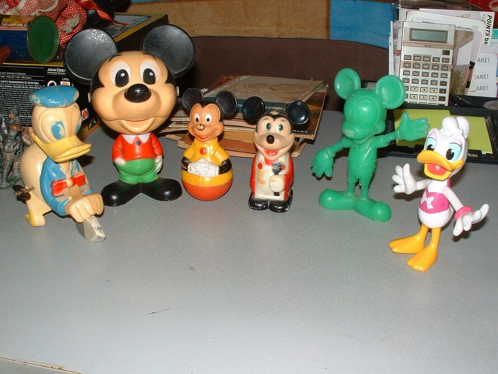 Lot of 6 Vintage Mickey Mouse Toys, 60\'s & 70\'s, Donald, Marx Mickey, Rattle,