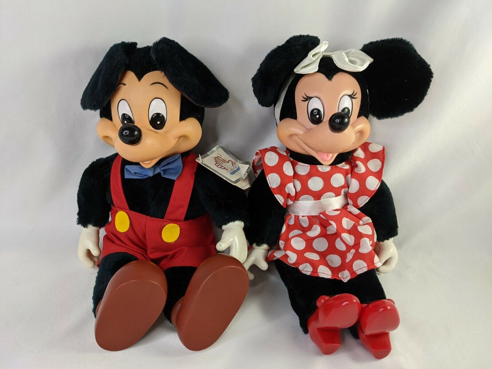 Applause Mickey Mouse & Minnie Plush Doll Lot Plastic Face Hands Shoes 1981