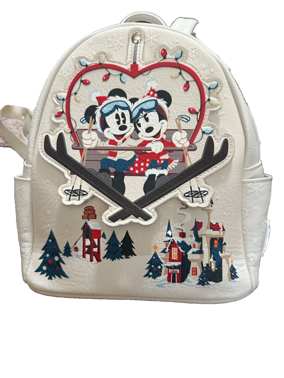Disney Loungefly Mickey & Minnie Mouse Christmas Holiday Mini Backpack 2021