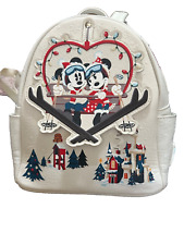 Disney Loungefly Mickey & Minnie Mouse Christmas Holiday Mini Backpack 2021 picture
