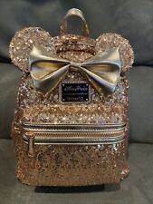Disney Parks Minnie Mouse Sequined Mini Backpack by Loungefly – Rose Gold picture