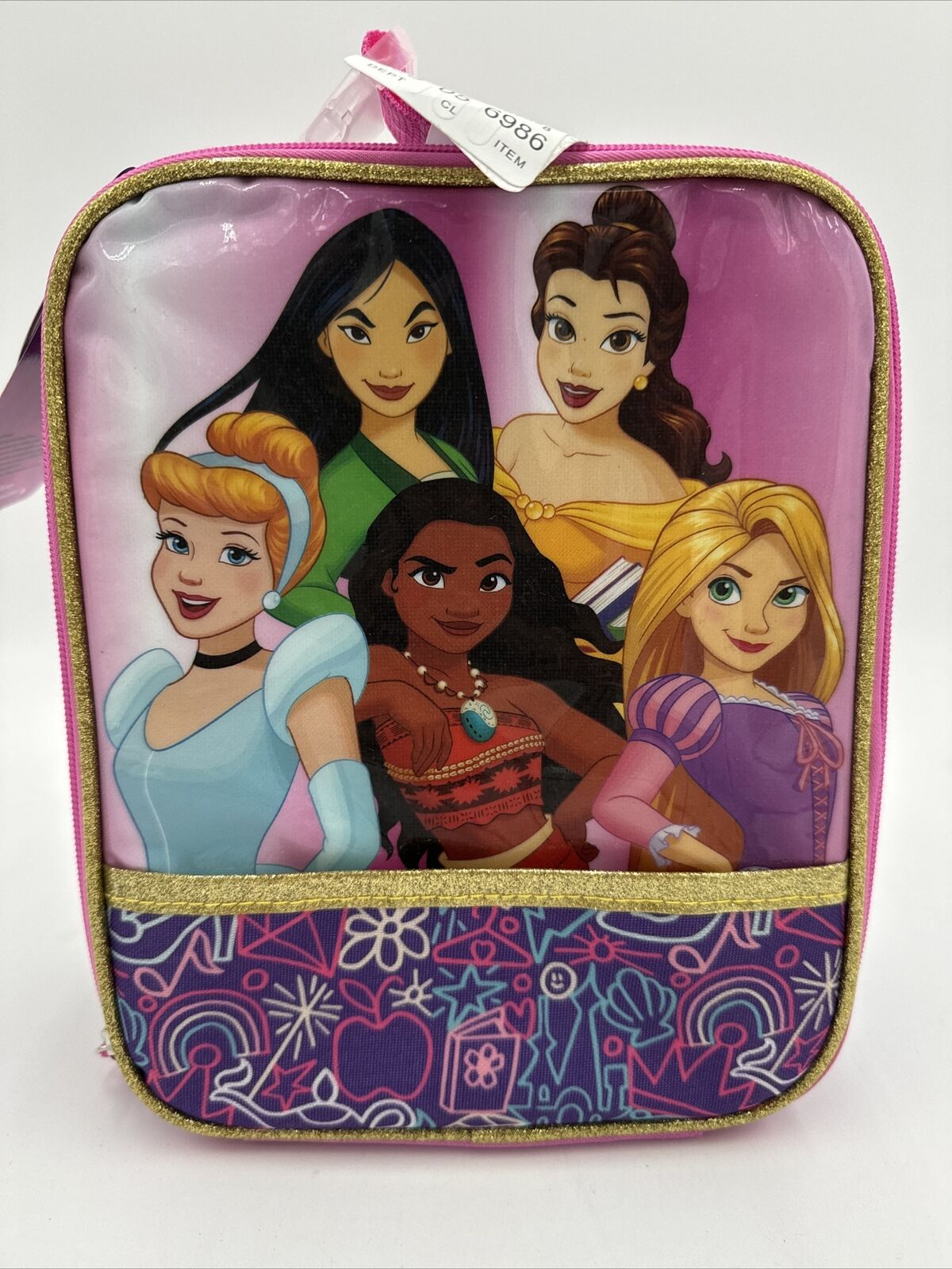 Disney 5 Princess Zipper Lunch Box Purple