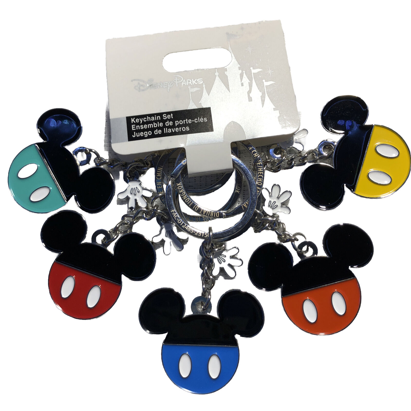 Disney Parks Mickey Mouse Icons Set Of 5 Metal Keychains