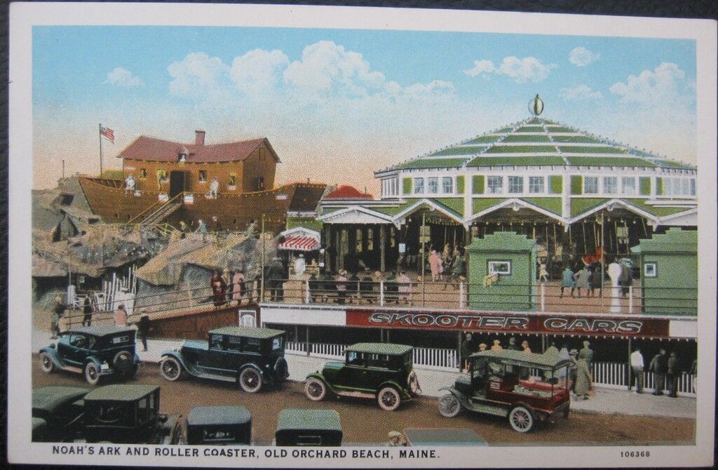 OLD ORCHARD BEACH Maine ~ 1930's NOAH'S ARK & ROLLER COASTER  Lot of Old Autos