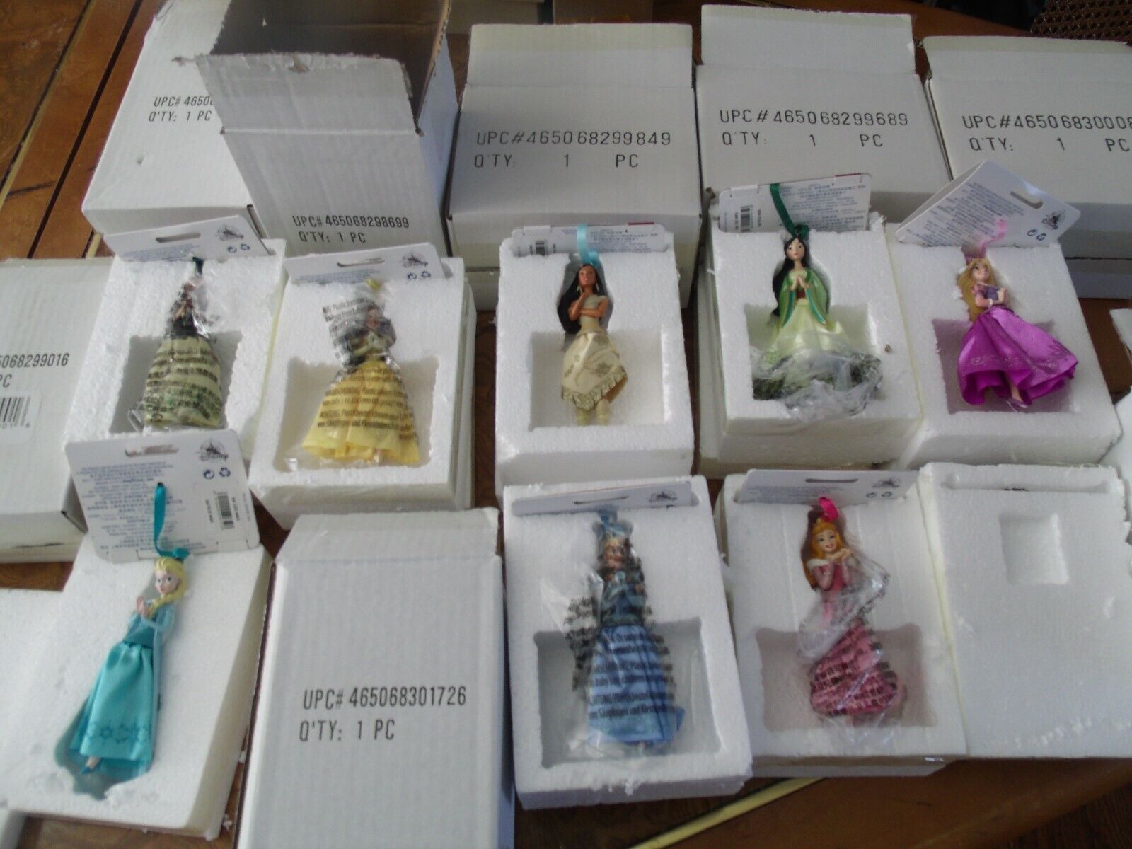 Lot 7 Disney Princess Ornament Set 2018  Anna,Cinderella,Aurora,Mulan,Belle