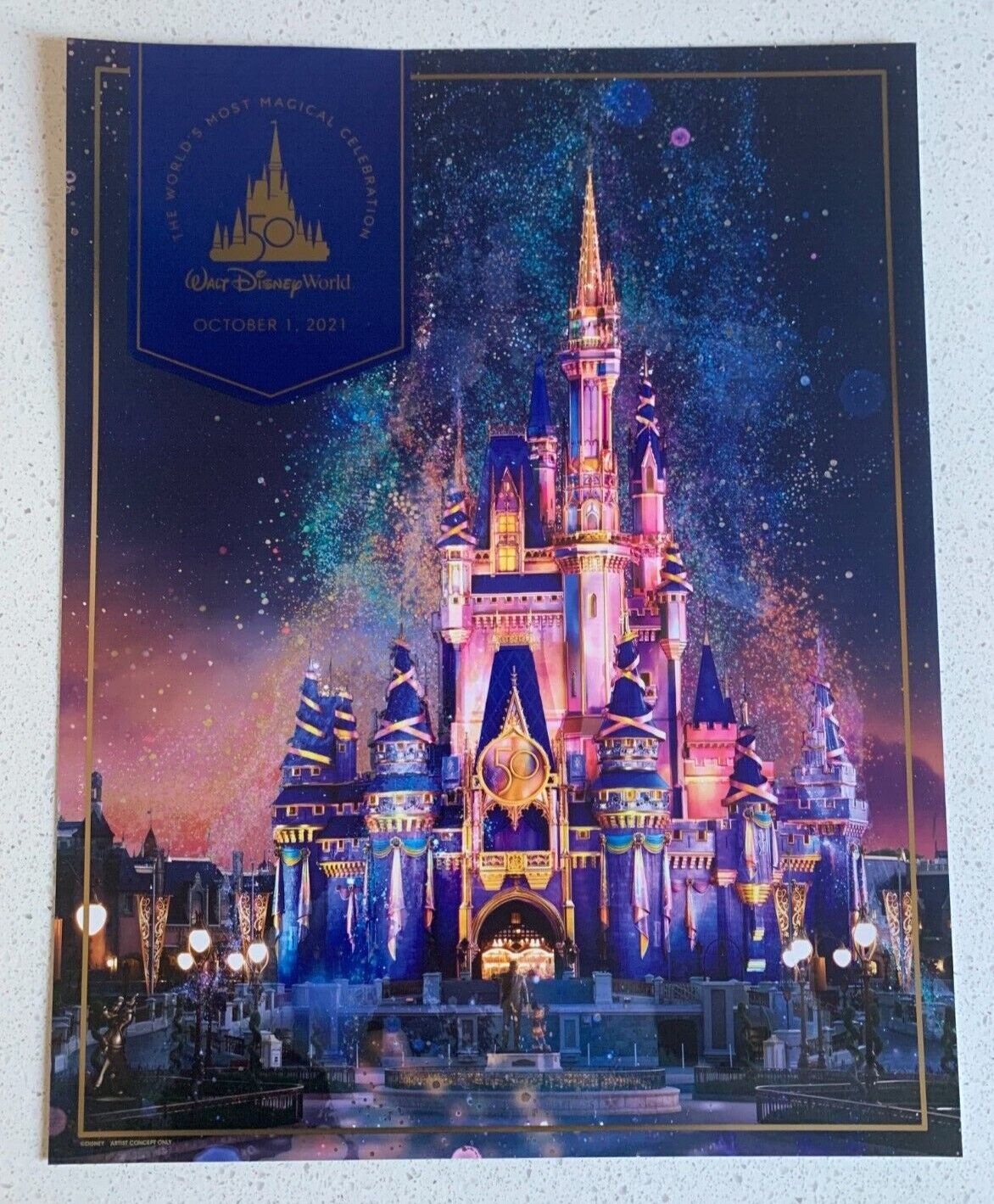 Walt Disney World 50th Anniversary Iridescent Commemorative Poster Print
