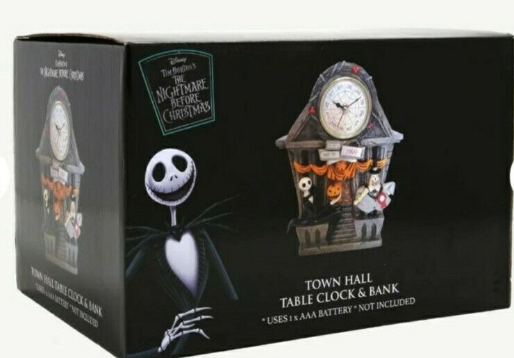 RARE Nightmare Before Christmas Town hall clock & coin bank *NEW IN BOX *