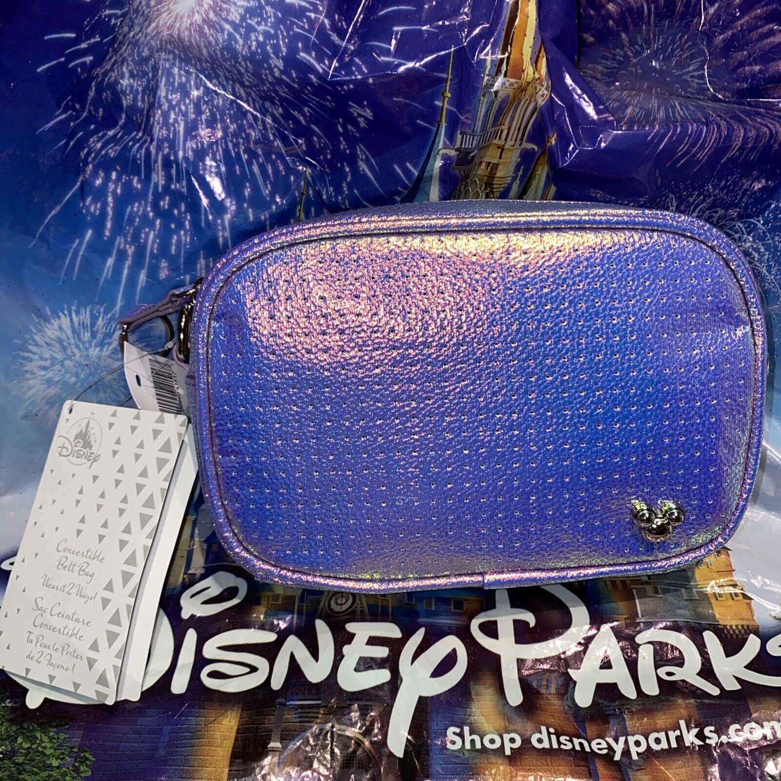 Disney Parks Mickey Mouse Icon Earidescent Iridescent Flair Pin Belt Bag NWT