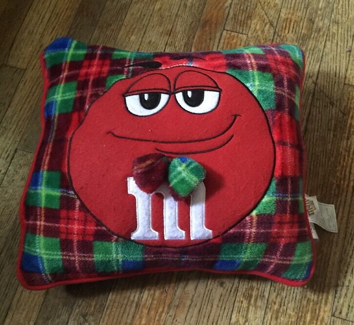 M&M\'s Multi Color Plush Pillow With Red Character New
