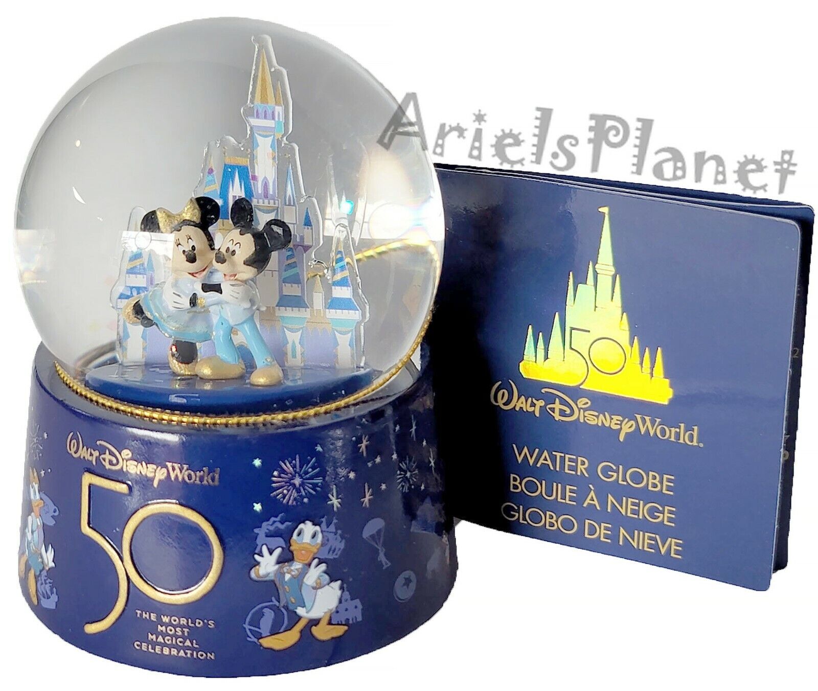 Walt Disney World 50th Anniversary Mickey Minnie Mouse Mini Water Snow Globe