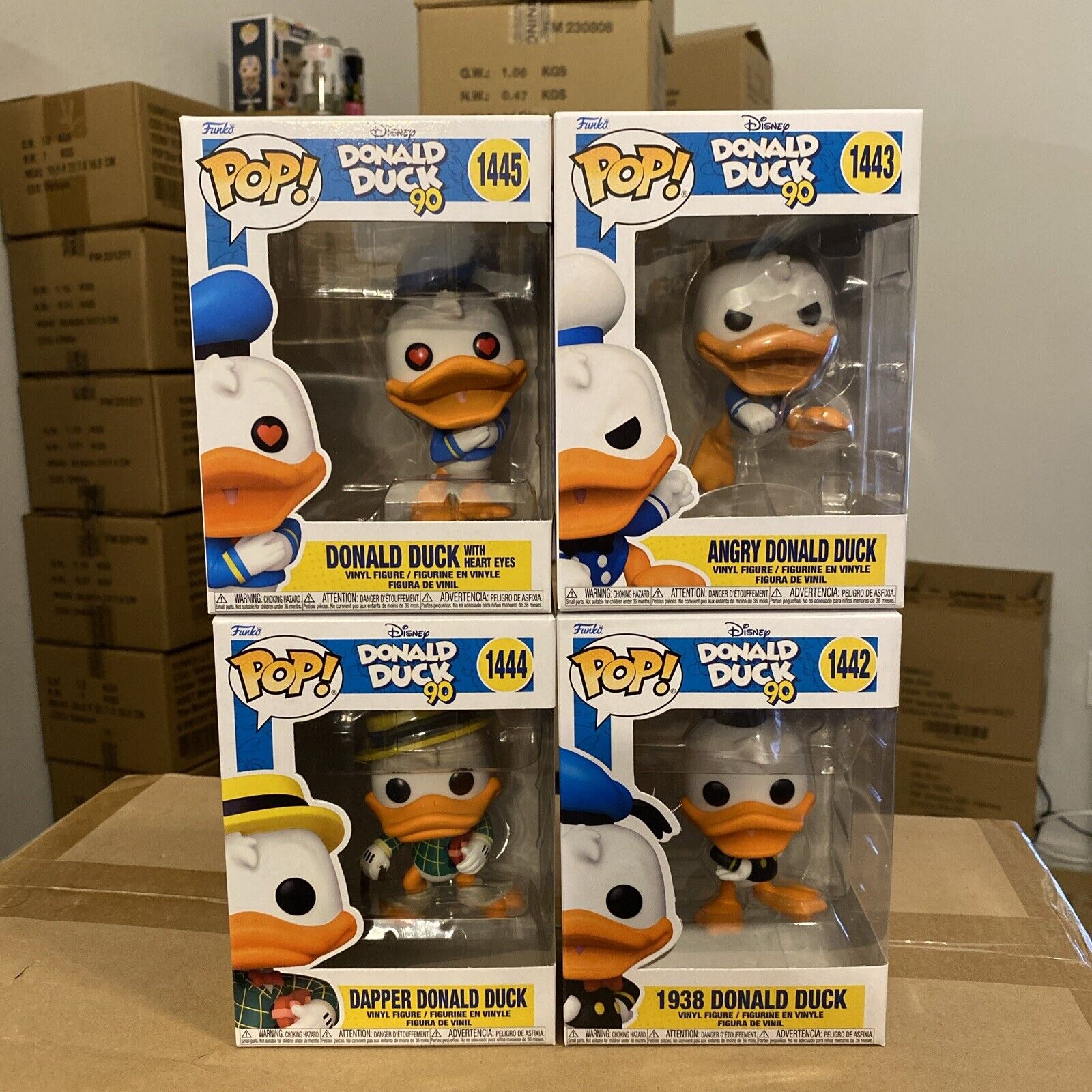 Funko Pop Disney Donald Duck 90th Anniversary Funko Pop Complete set of 4 Mint