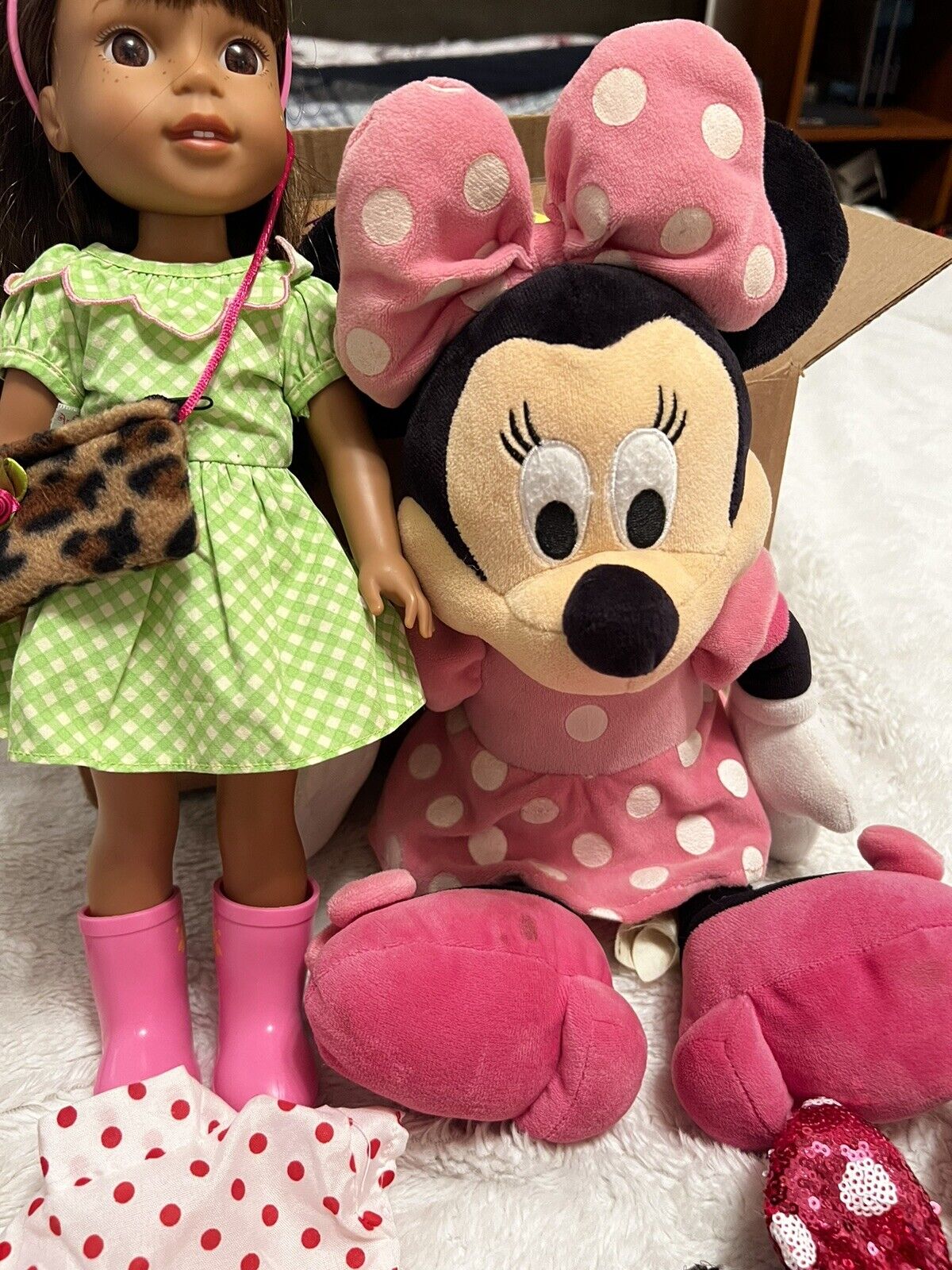 DISNEY MINI MOUSE PLUSH Pink Dress with Ashley Doll And Accessories Cute 🌸