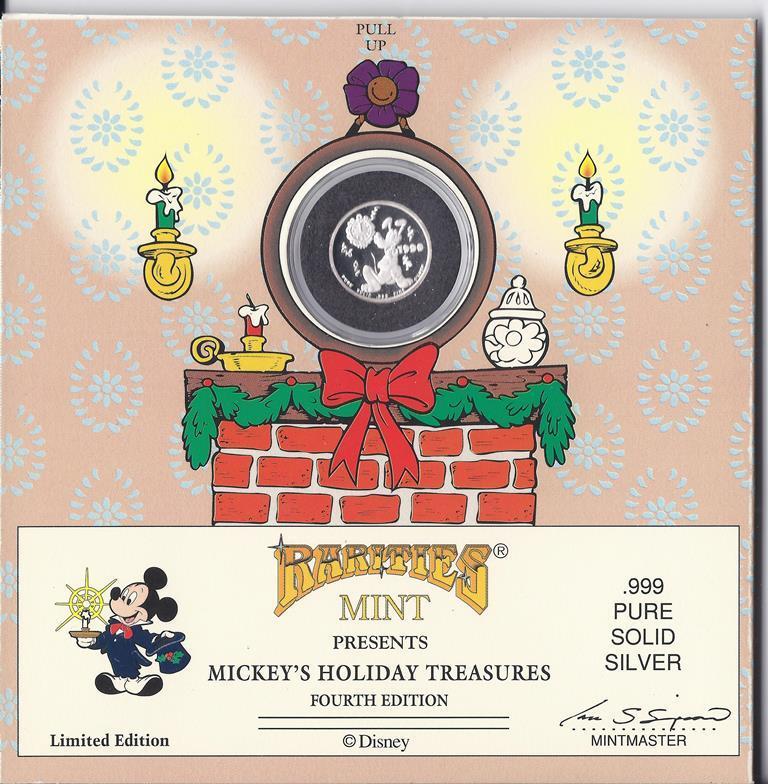 Mickey\'s Holiday Treasures (.999 Pure Solid Silver Coin)  Disney/Rarities Mint
