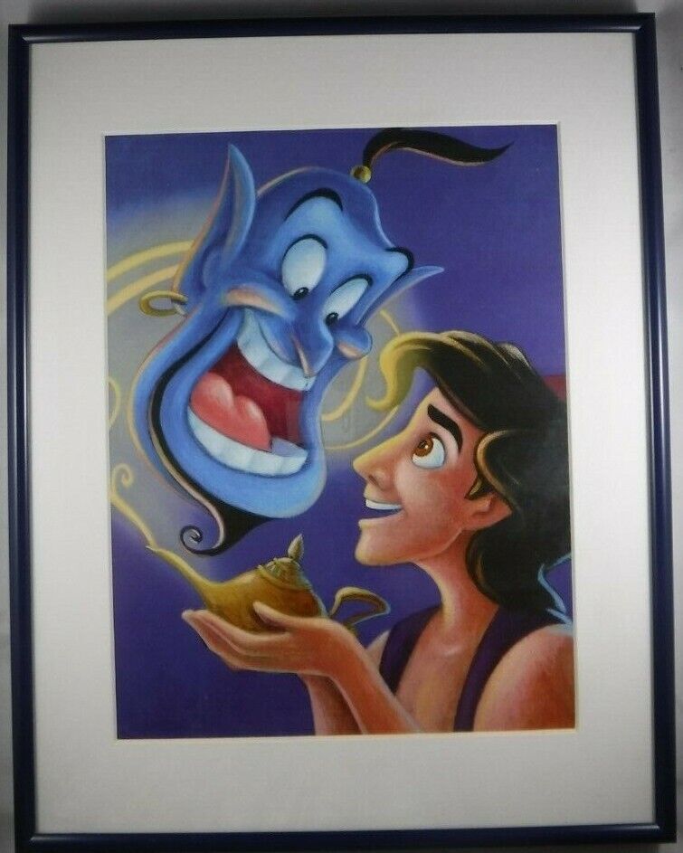 Professional Framed Disney\'s Aladdin USPS Stamp Poster w/Matte