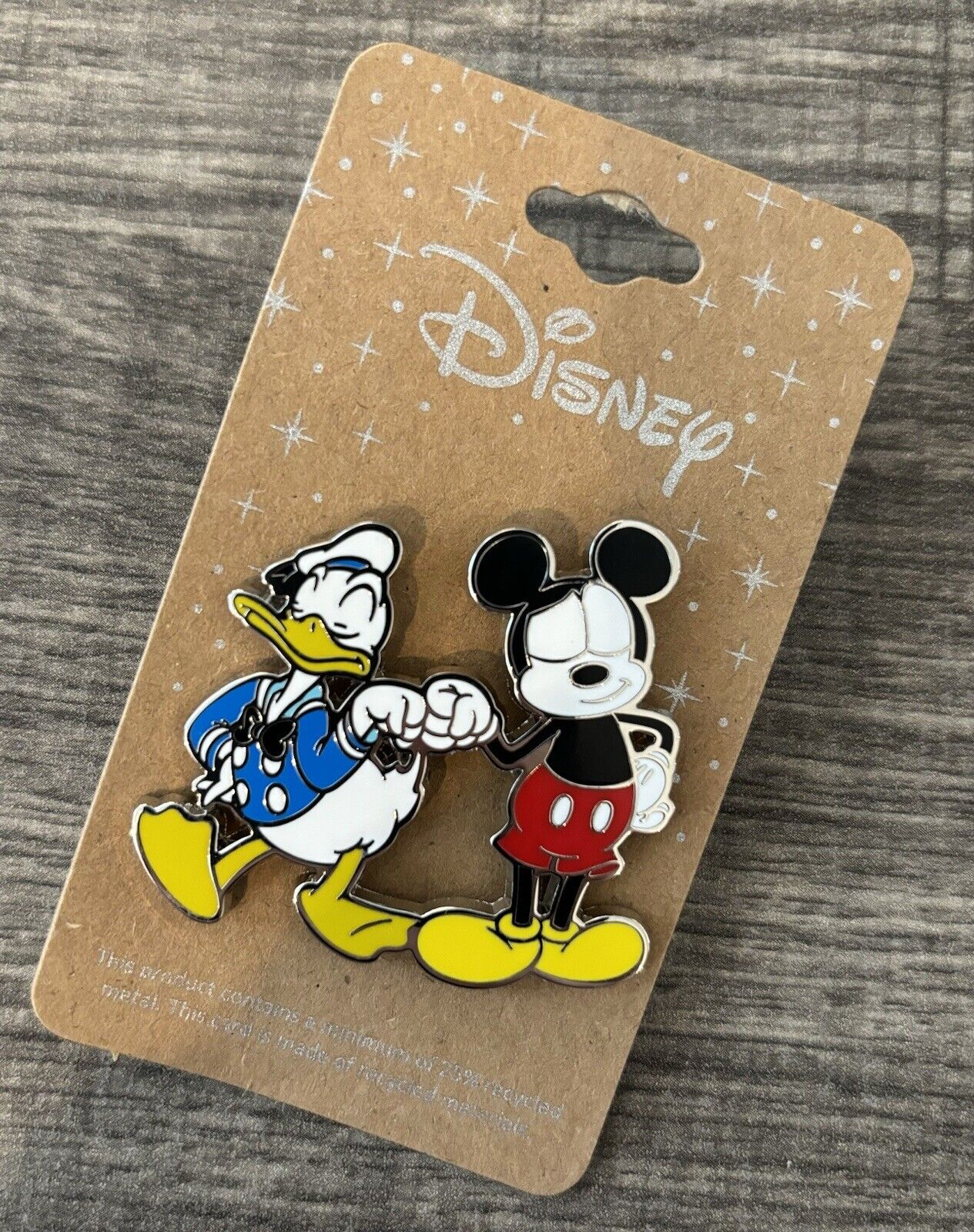 NEW ON CARD Disney Mickey Mouse & Donald Duck Metal Enamel Pin