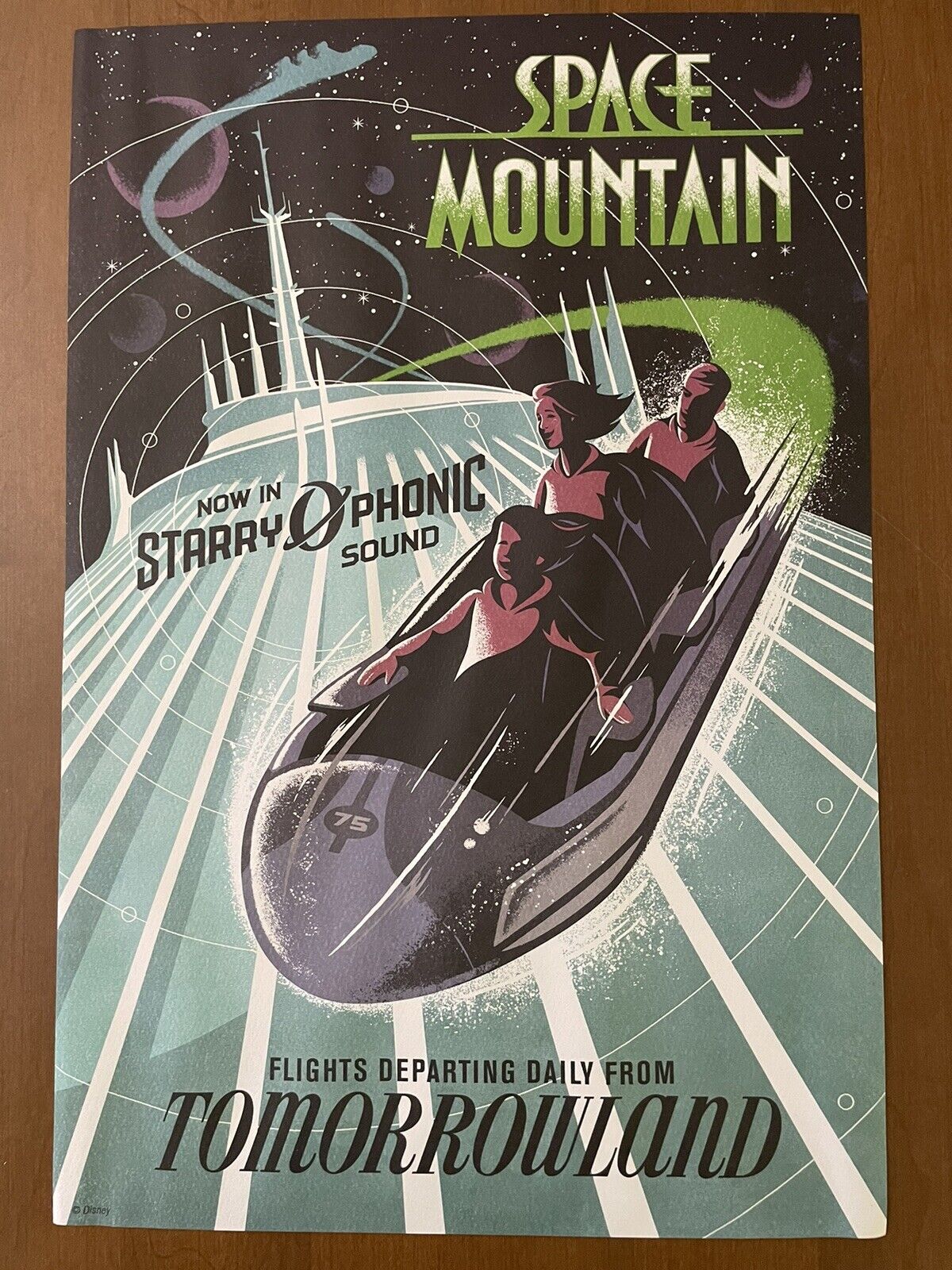 Space Mountain Poster Authentic Disney 12x18 Walt Disney World Magic Kingdom VTG