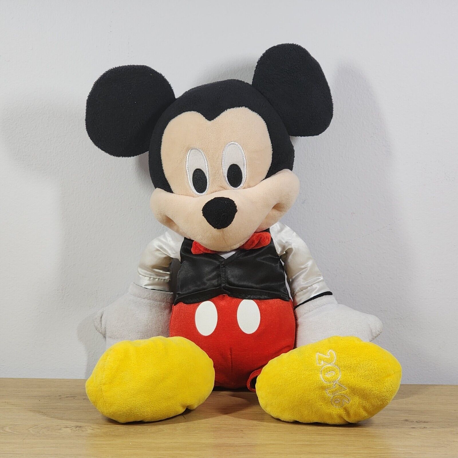 Disney Mickey Mouse Plush 2016 Red Bow Tie Black Vest 22\