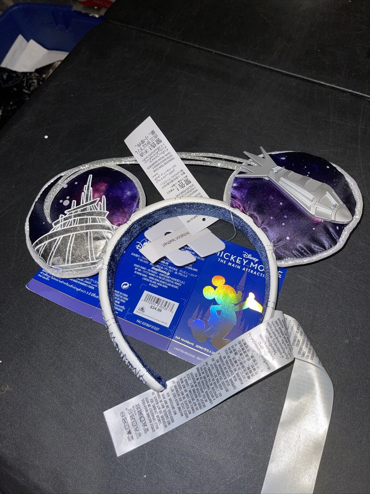 Disney Parks Mickey Mouse Main Attraction Space Mountain Ears Headband New 2022