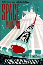 Disney Attraction Poster -  Space Mountain - Disneyland Vintage Poster picture
