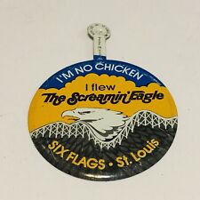 Roller Coaster Six Flags Amusement Park STL Fold Over Tin Button Screamin Eagle picture
