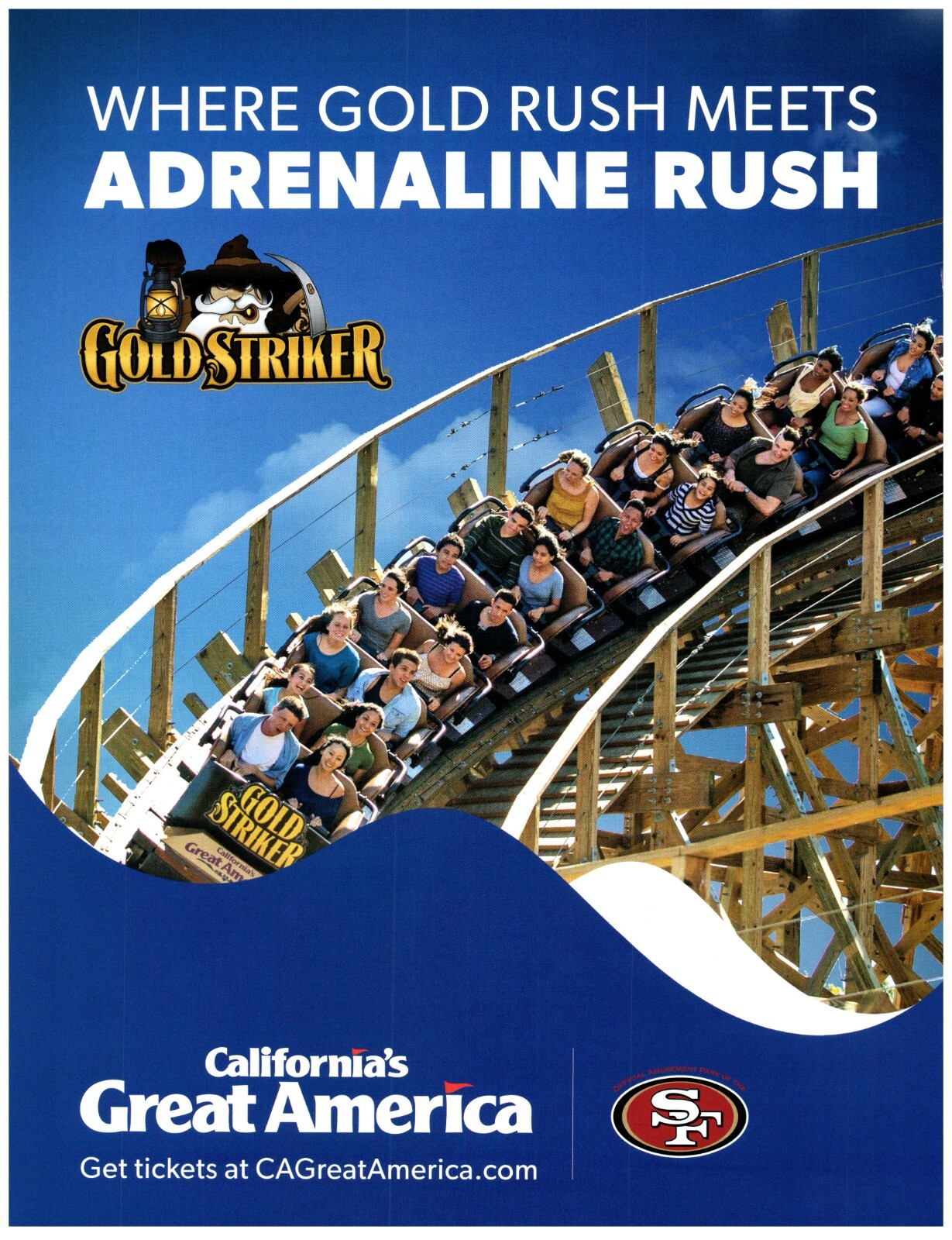 2019 PRINT AD, California's Great America Gold Striker Roller Coaster SF 49ers 2019 PRINT AD, California's Great America Gold Striker Roller Coaster SF 49ers