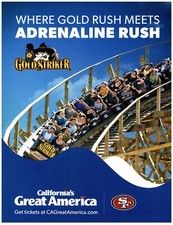 2019 PRINT AD, California's Great America Gold Striker Roller Coaster SF 49ers picture