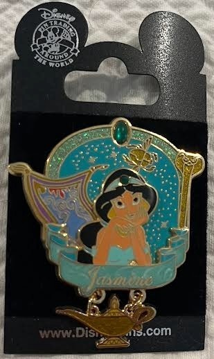 Disney Pin 46528 Princess Icons Jasmine 3D Dangle 2006 Blue Faux Gem