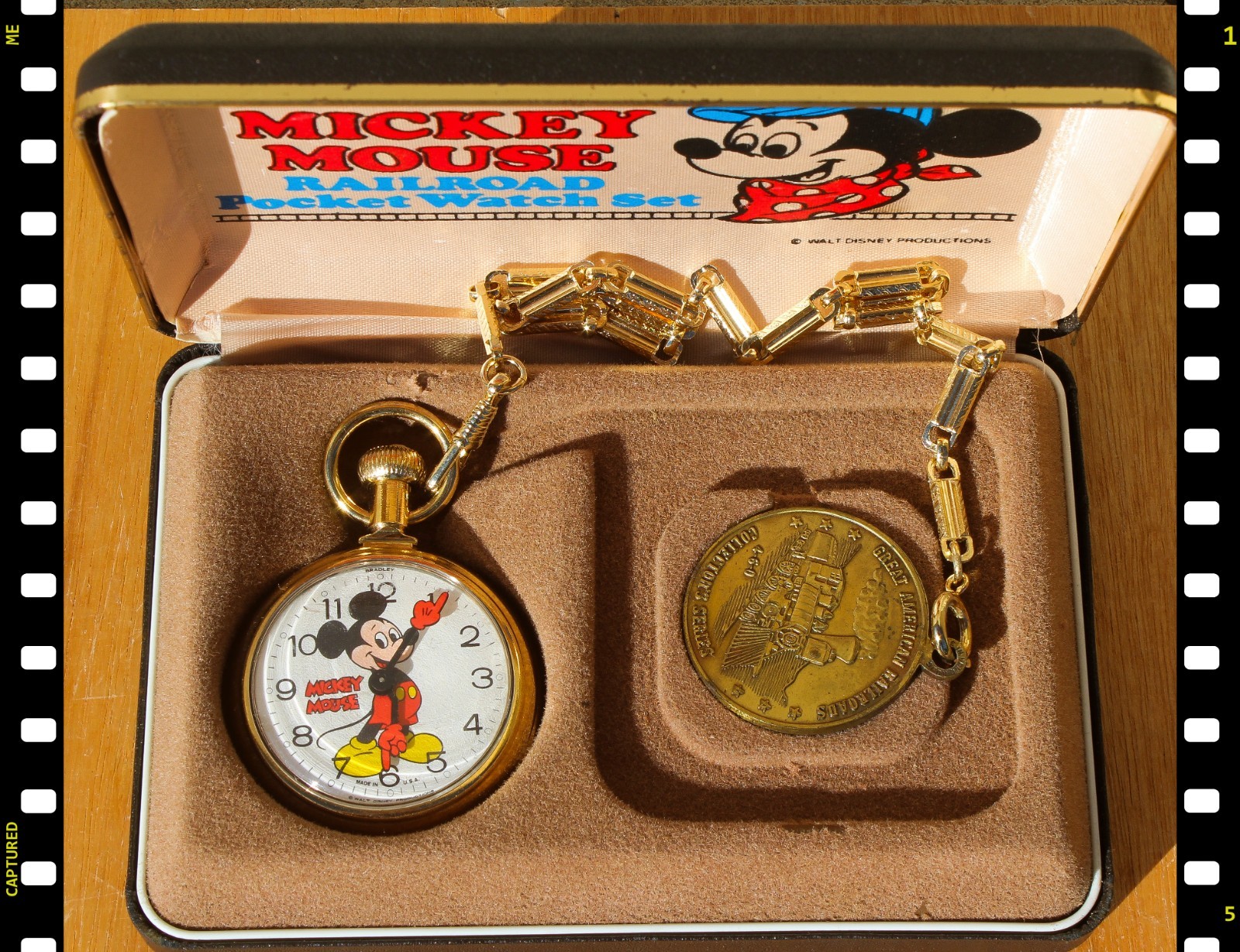 Bradley Time Mickey Mouse Railroad Pocket Watch Set, NEW ***MINT*** Bradley Time Mickey Mouse Railroad Pocket Watch Set, NEW ***MINT***