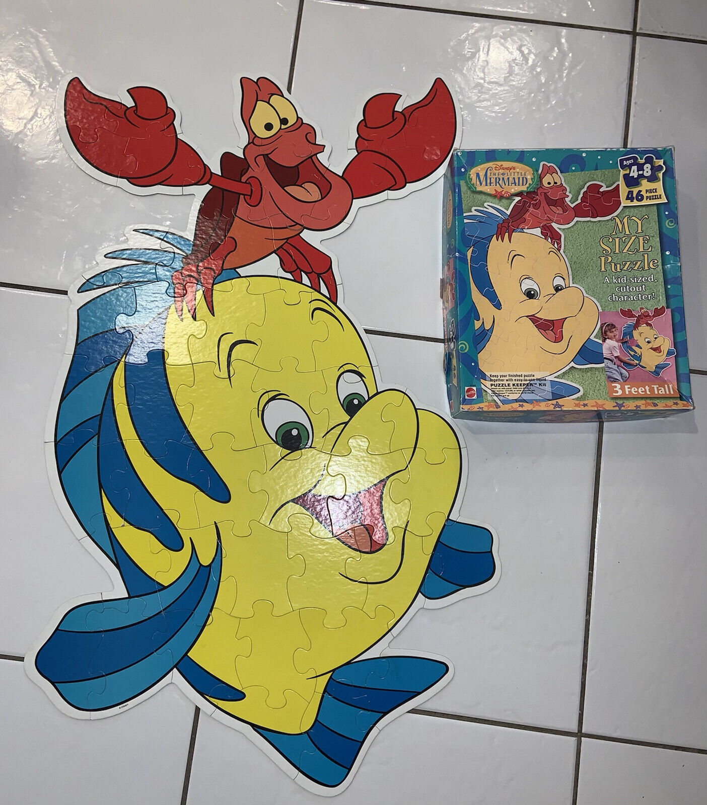 Disney\'s The Little Mermaid ARIEL Mattel 1997 MY SIZE PUZZLE Sebastian Flounder 