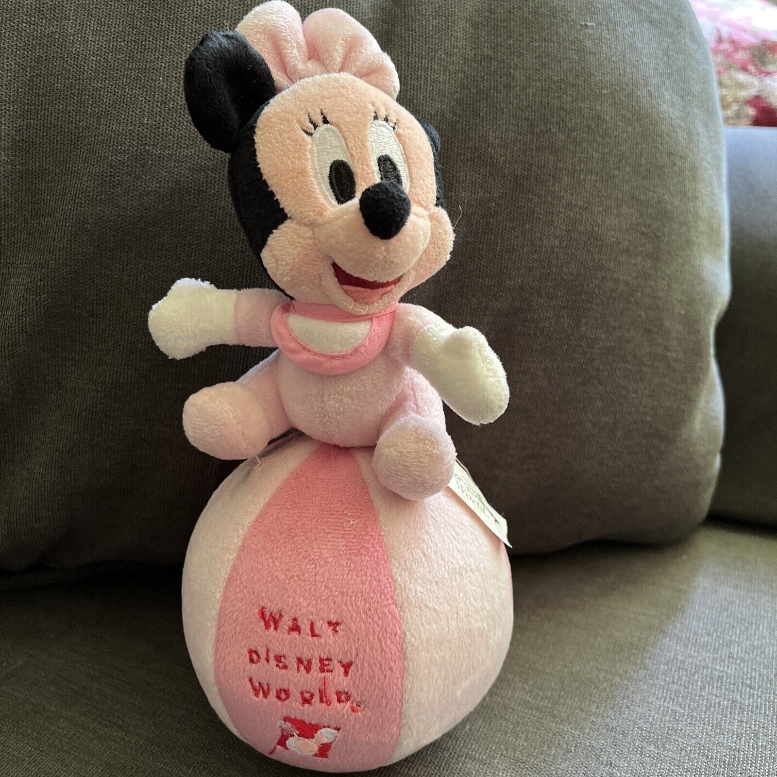 Vintage Baby Mini Mouse On a Jingle Ball  Walt Disney World Pink 2000