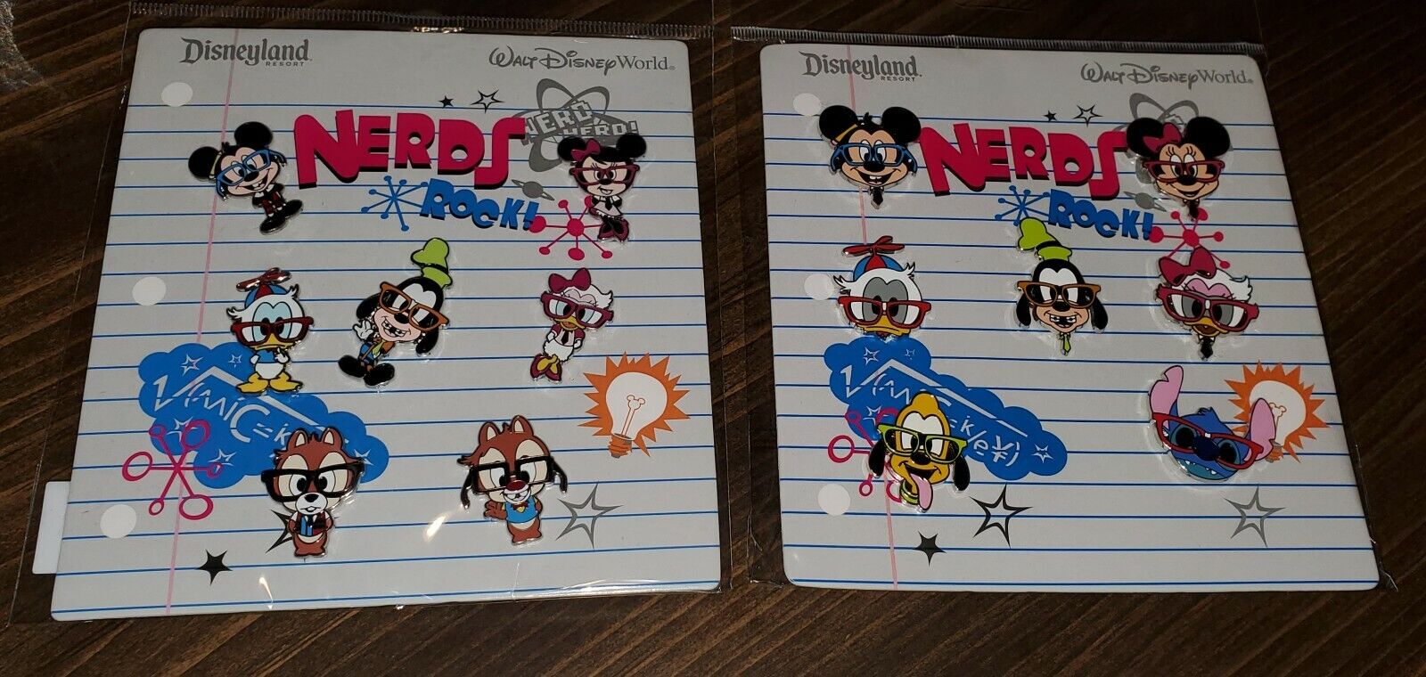 Disney Pins NERDS ROCK 2 Booster Sets Mickey Donald Goofy Minnie Chip Authentic