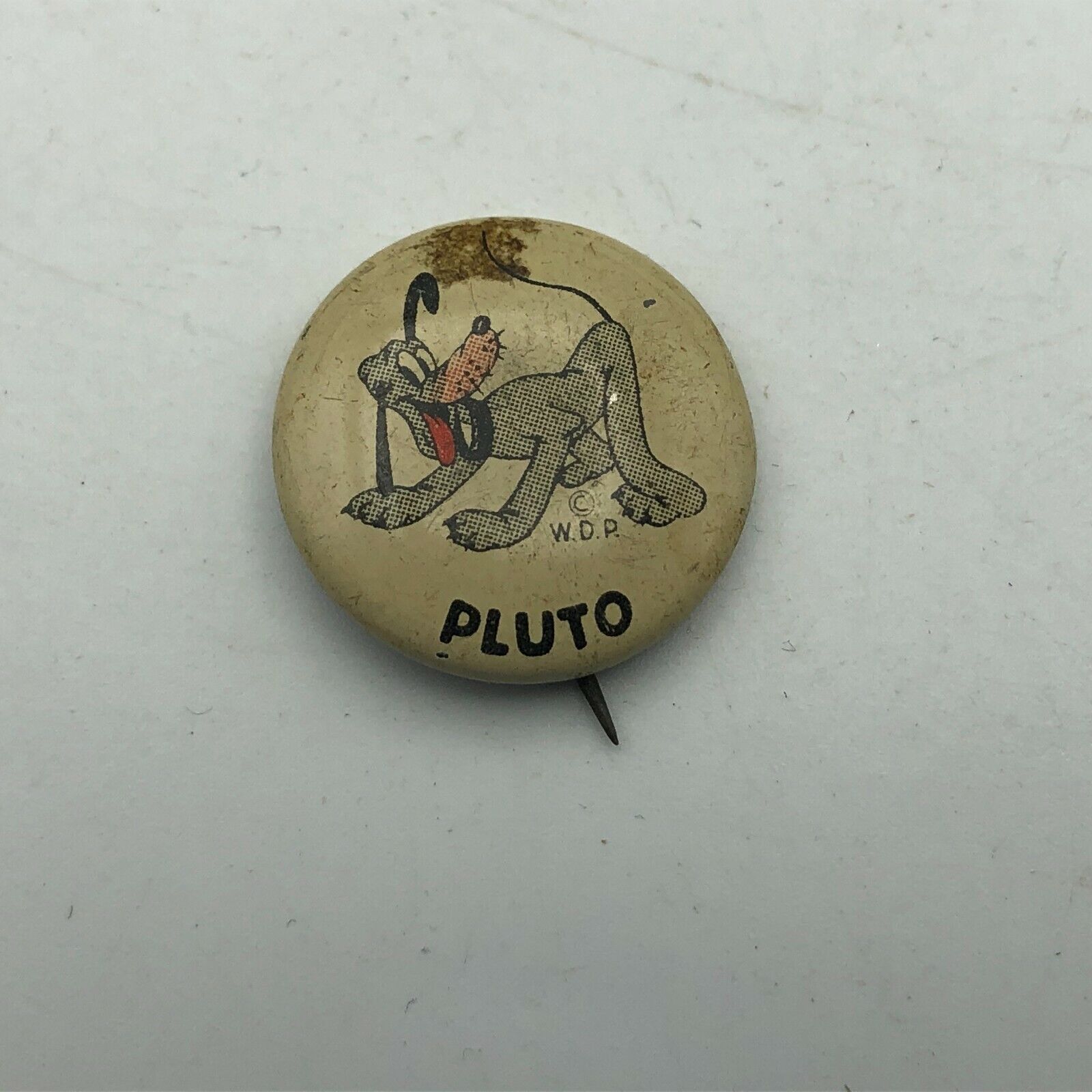 1950s Pluto RATE Donald Duck Peanut Butter Advertising Premium Pin Button    D6
