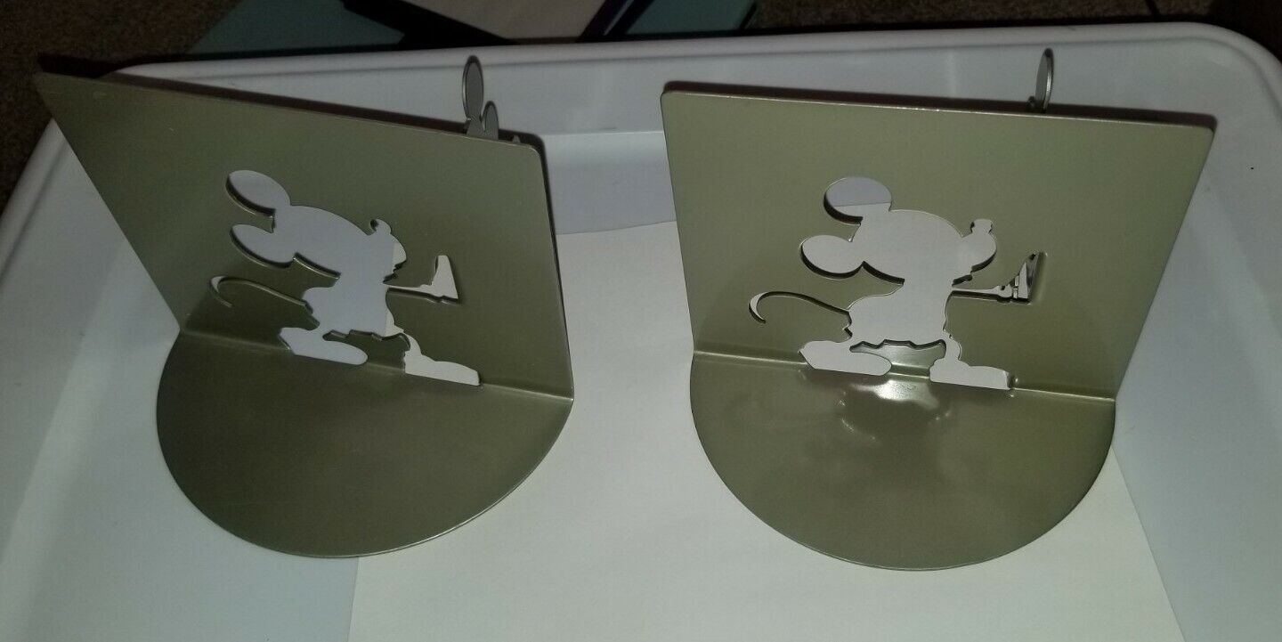 Disney Mickey Mouse Silver Metal Silhouette Bookends 