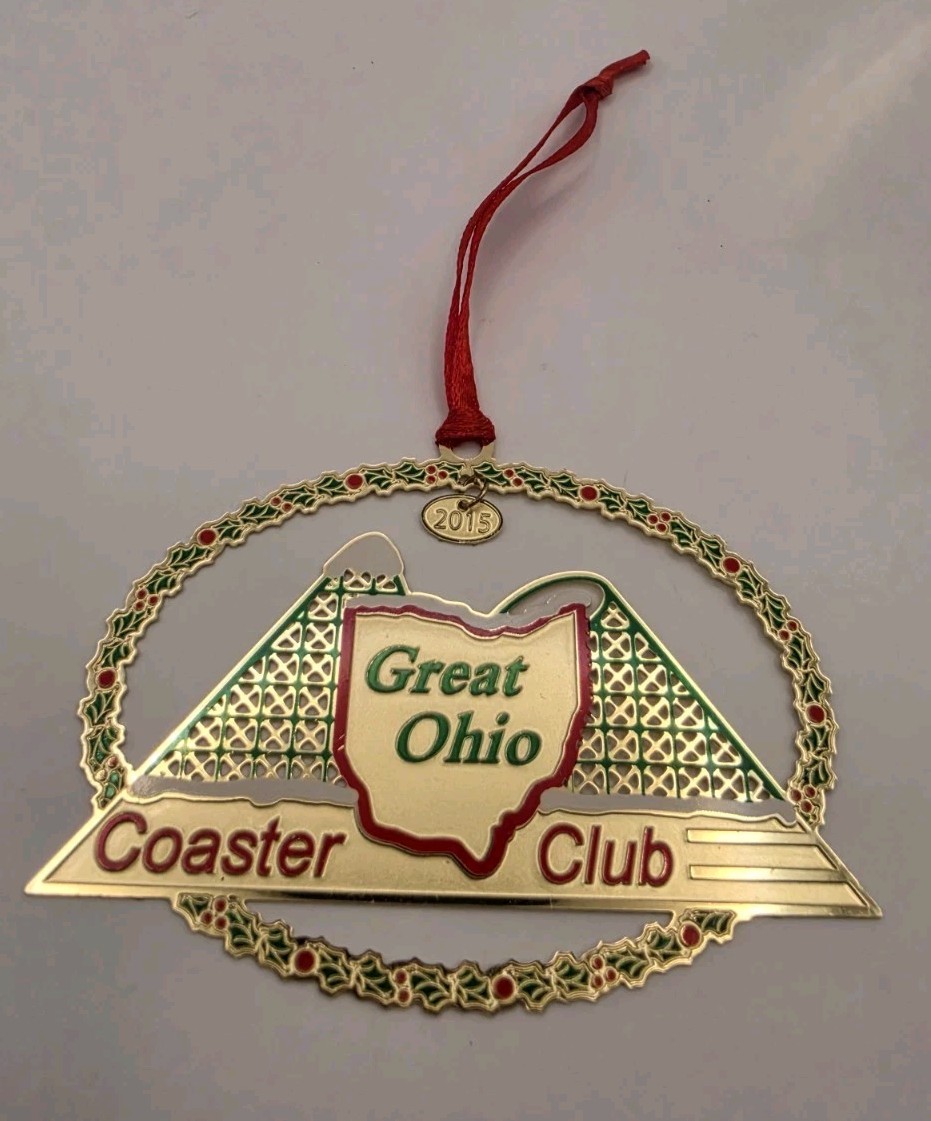 2015 Great Ohio Coaster Club Christmas Ornament Roller Coaster Wood Steel Fun 2015 Great Ohio Coaster Club Christmas Ornament Roller Coaster Wood Steel Fun