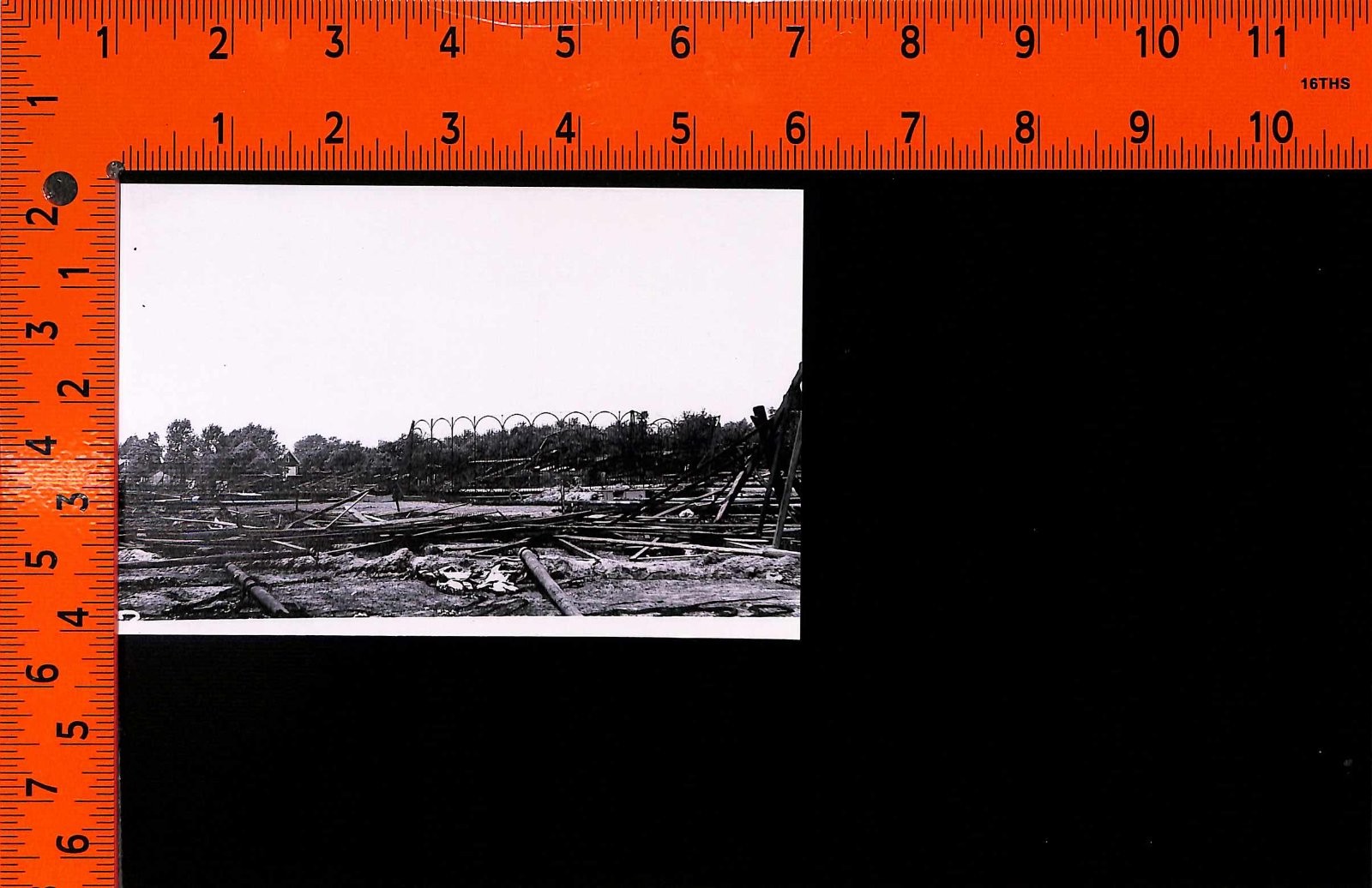 Photograph Damaged Wooden Roller Coaster Amusement Park Structure Debris 2003 Photograph Damaged Wooden Roller Coaster Amusement Park Structure Debris 2003