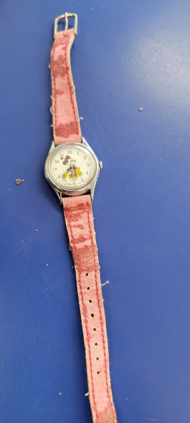 Vintage Mini Mouse Disney Watch Red Leather or Snake Skin Band