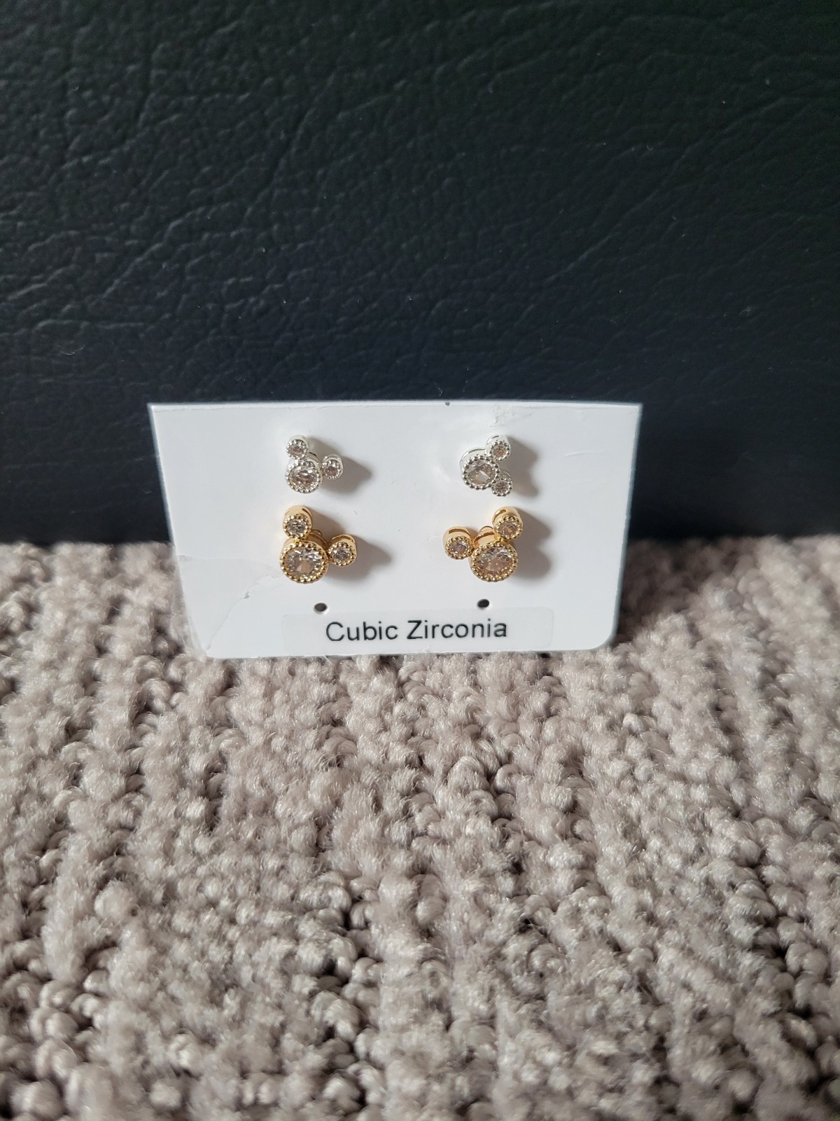 Disney Parks Mickey Mouse 2 pairs Cubic Zirconia Stud Earrings New Disney Parks Mickey Mouse 2 pairs Cubic Zirconia Stud Earrings New