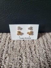 Disney Parks Mickey Mouse 2 pairs Cubic Zirconia Stud Earrings New picture