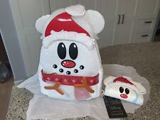Disney Loungefly Mickey Mouse Sequin Snowman Mini Backpack & Wallet NWT picture