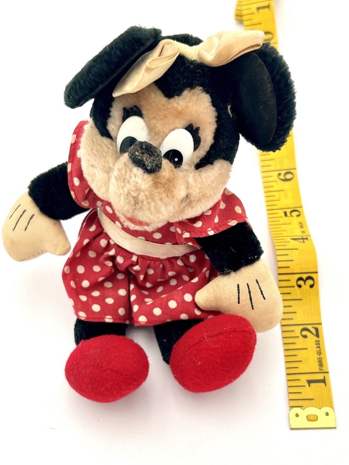 MINNIE MOUSE mini plush toy Applause vtg doll Disney in polka-dot dress 