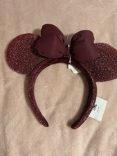 Disney Parks Burgundy Sparkly Minnie Mouse Ears Headband NWT 2026 Dark Cherry picture