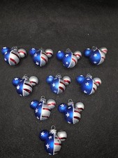 Disney Mickey Mouse Mini Red White & Blue Glass Ornaments 1.5 Inches Set Of 10 picture