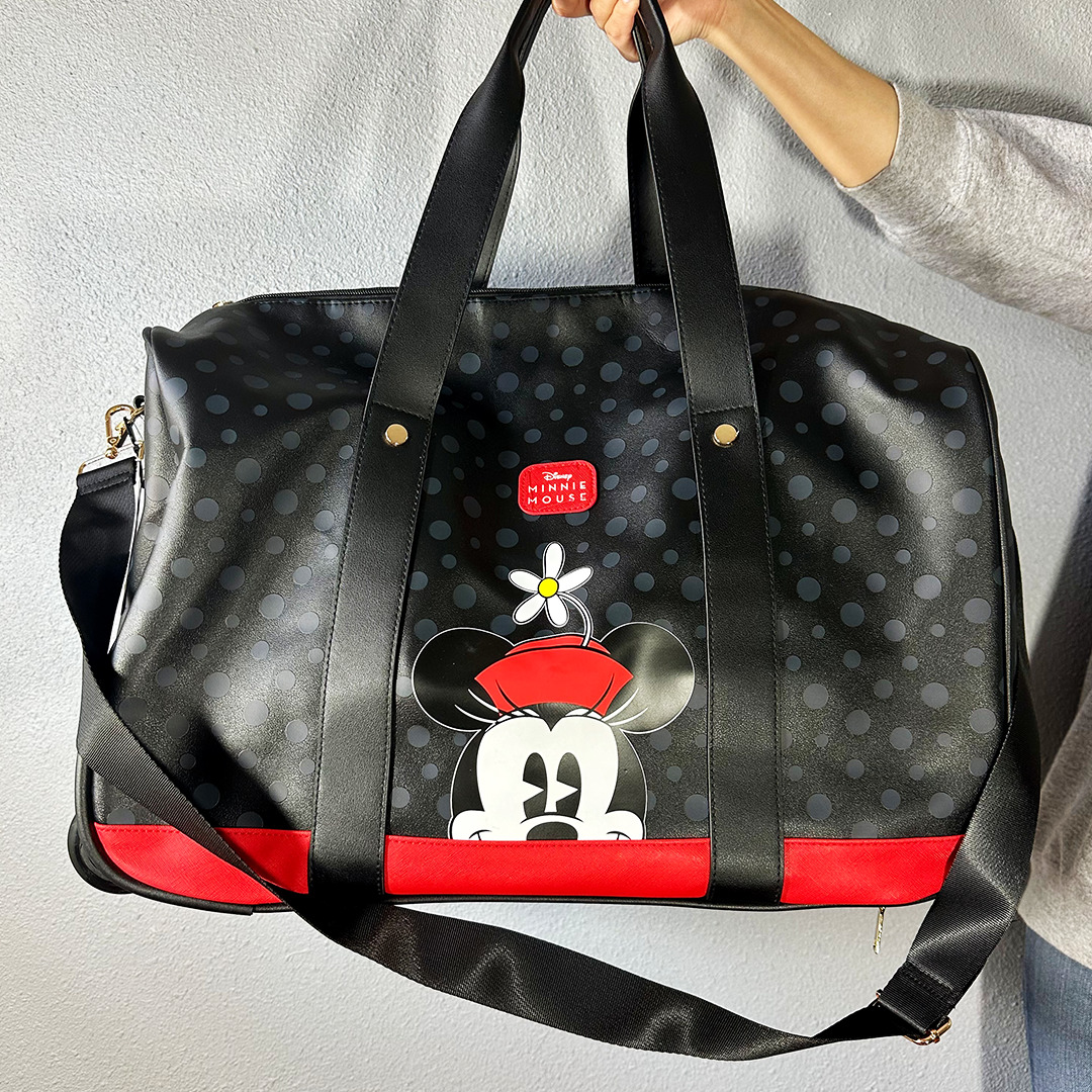Disney Mini Mouse Black Leather Wheeled Luggage Duffle bag-NEW Collectibles