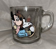 Mickey and Mini Mouse Telephone Vintage Glass Mug/Tea Cup USA picture
