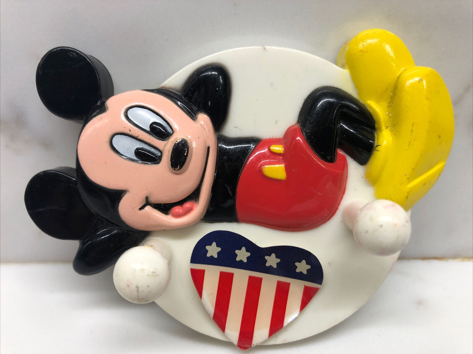 Disney Mickey Mouse Fridge Magnet Mini Hooks 4 inch Plastic 1995