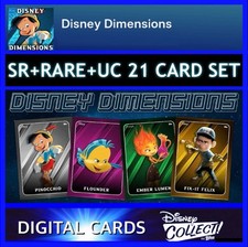 DISNEY DIMENSIONS-SERIES 1 SR+RARE+UC 21 CARD SET-TOPPS DISNEY COLLECT picture